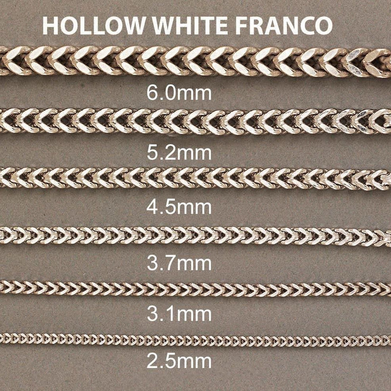 Gold Chain - Womens Semi Solid  Franco Chain 10K White Gold