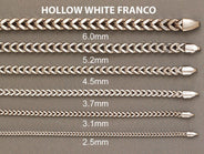 Womens 14K White Gold Chain - Semi Solid  White Franco Chain
