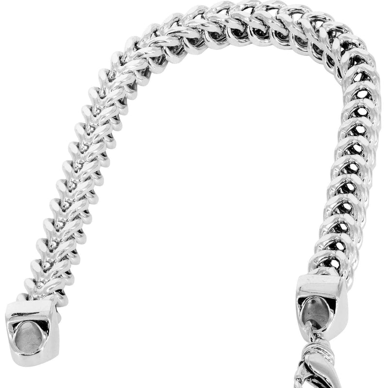 Semi Solid  Mens Franco Bracelet 10K/14K White Gold