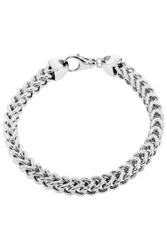 Semi Solid  Womens Franco Bracelet 10K White Gold