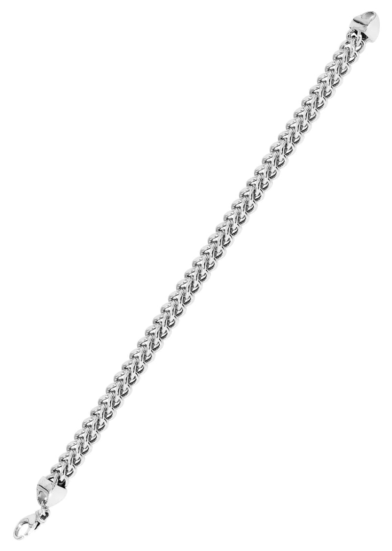 Semi Solid  Mens Franco Bracelet 10K/14K White Gold