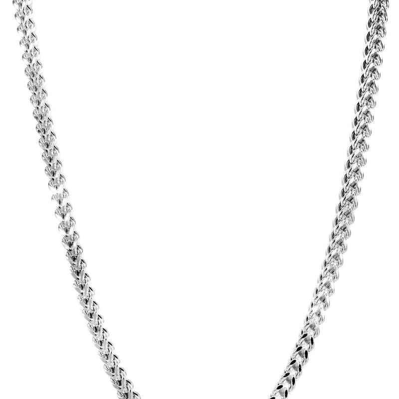 Womens 14K White Gold Chain - Semi Solid  White Franco Chain