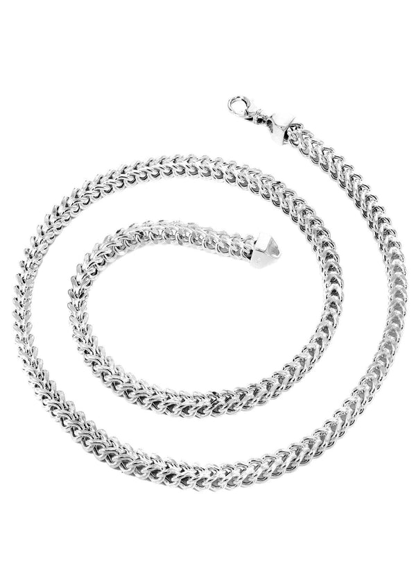 Womens 14K White Gold Chain - Semi Solid  White Franco Chain