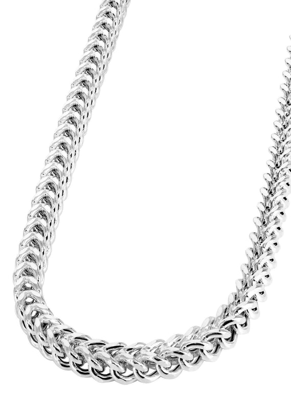 Womens 14K White Gold Chain - Semi Solid  White Franco Chain