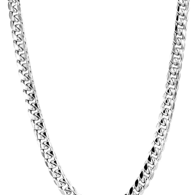 Gold Chain - Mens Semi Solid  Miami Cuban Link Chain 10K/14K White Gold