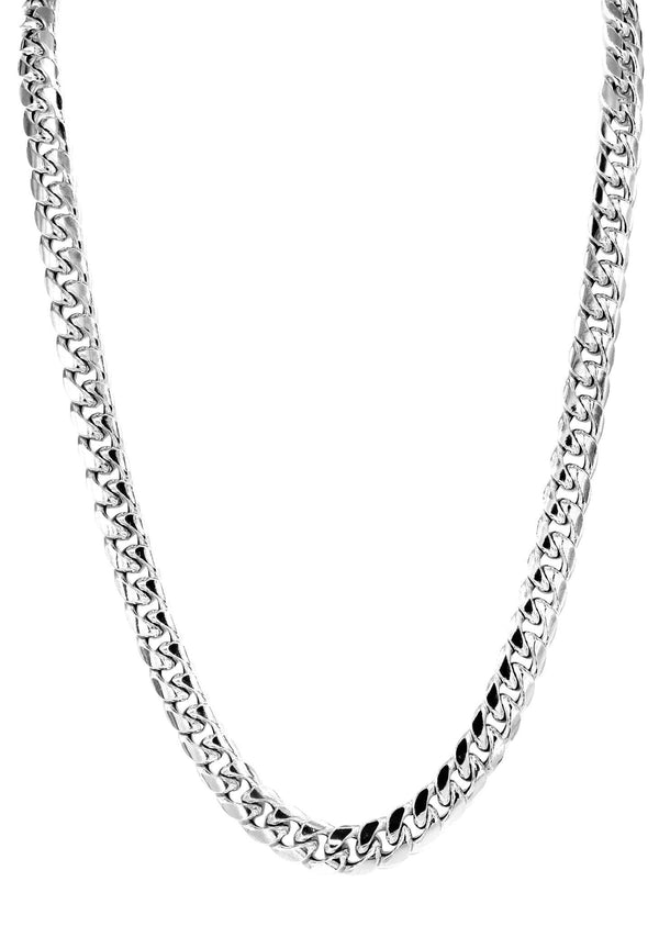 Gold Chain - Mens Semi Solid  Miami Cuban Link Chain 10K/14K White Gold