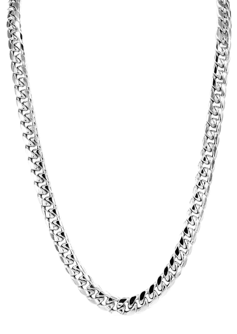 Gold Chain - Mens Semi Solid  Miami Cuban Link Chain 10K/14K White Gold