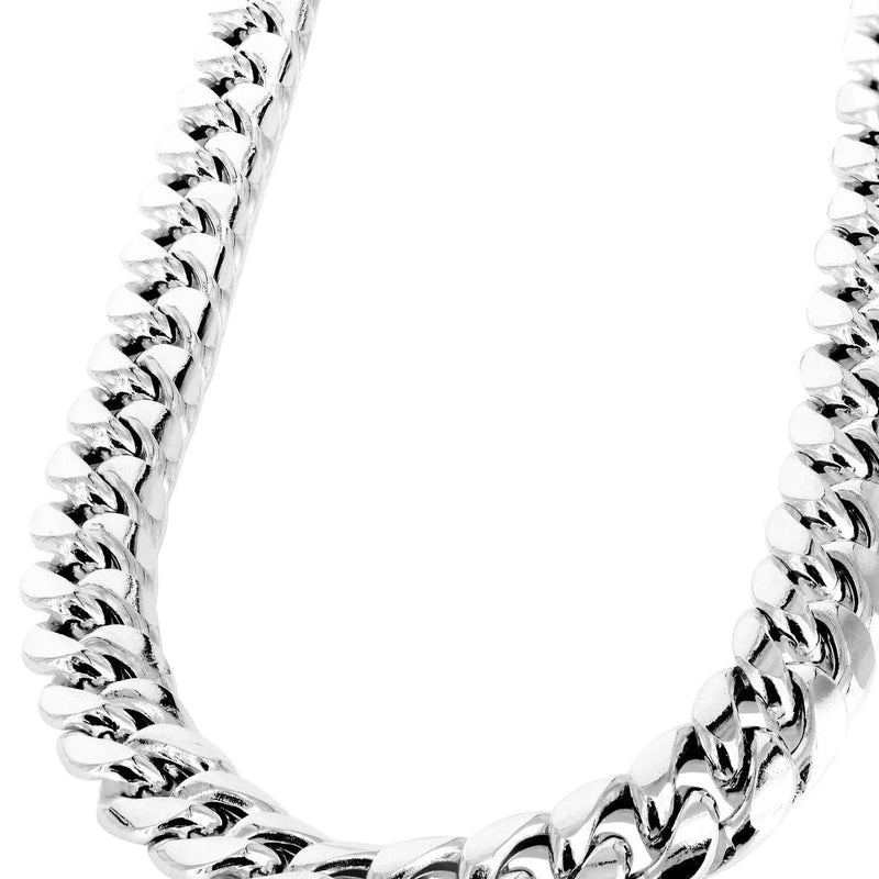 Semi Solid  Miami Cuban Link Chain 14K White Gold