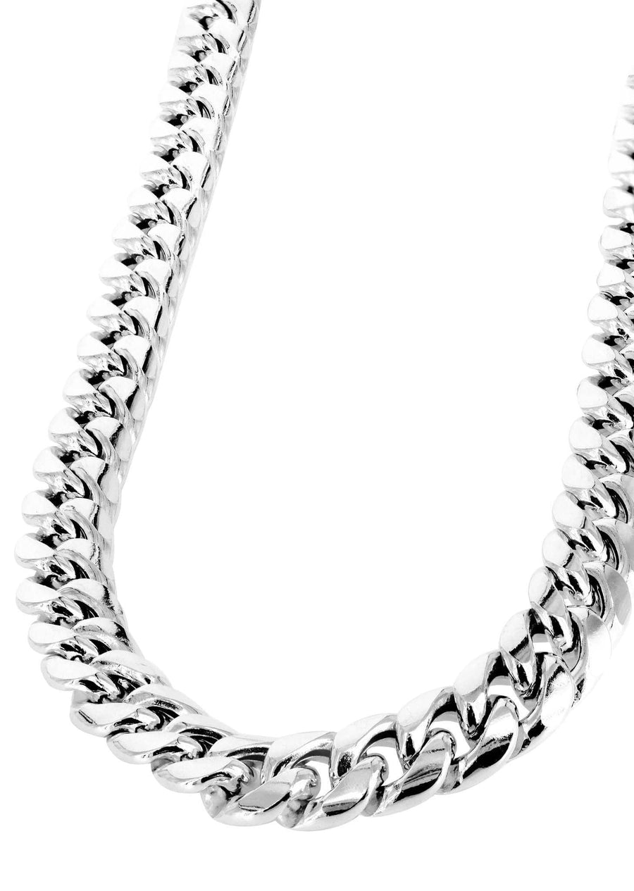 Semi Solid  Miami Cuban Link Chain 14K White Gold