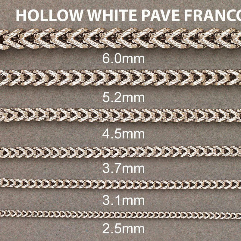 Semi Solid  Mens Diamond Cut Franco Bracelet 10K/14K White Gold