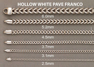Semi Solid  Womens Diamond Cut Franco Bracelet 10K White Gold
