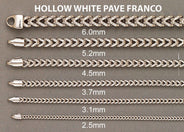 Semi Solid  Diamond Cut Franco Chain 14K White Gold