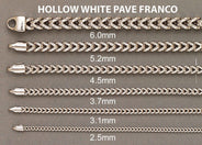 Gold Chain - Mens Semi Solid  Diamond Cut Franco Chain 10K/14 White Gold