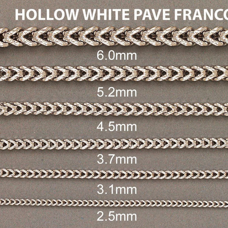 Womens 14K White Gold Chain - Semi Solid  Diamond Cut Franco Chain