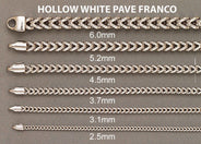 Womens 14K White Gold Chain - Semi Solid  Diamond Cut Franco Chain