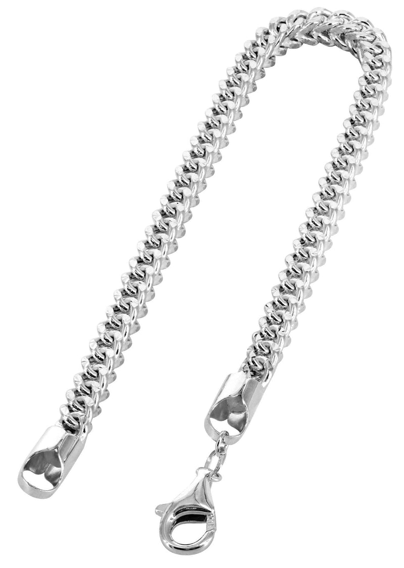 Semi Solid  Womens Diamond Cut Franco Bracelet 10K/14K White Gold