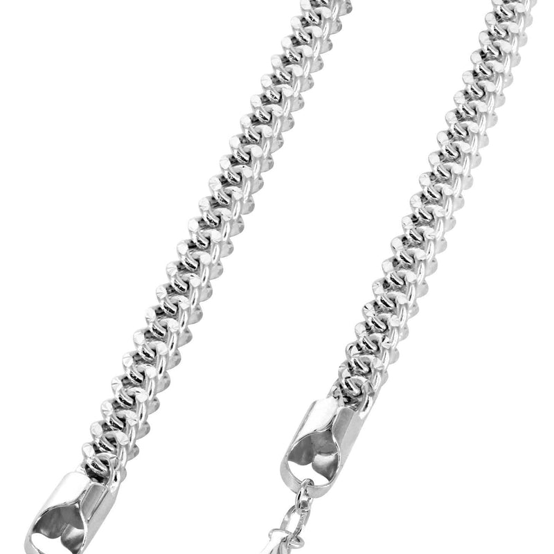 Semi Solid  Mens Diamond Cut Franco Bracelet 10K/14K White Gold