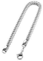 Semi Solid  Mens Diamond Cut Franco Bracelet 10K/14K White Gold