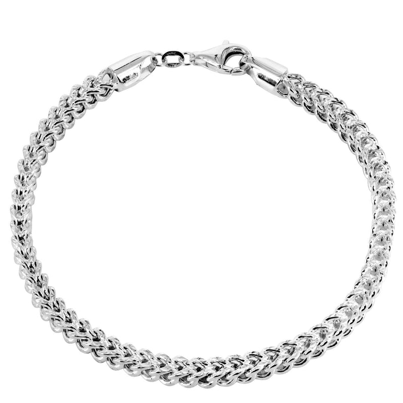 Semi Solid  Mens Diamond Cut Franco Bracelet 10K/14K White Gold