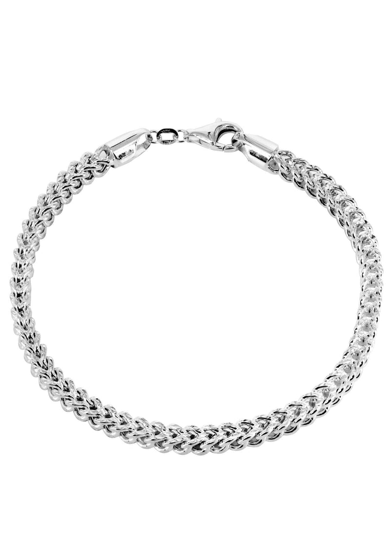 Semi Solid  Womens Diamond Cut Franco Bracelet 10K/14K White Gold
