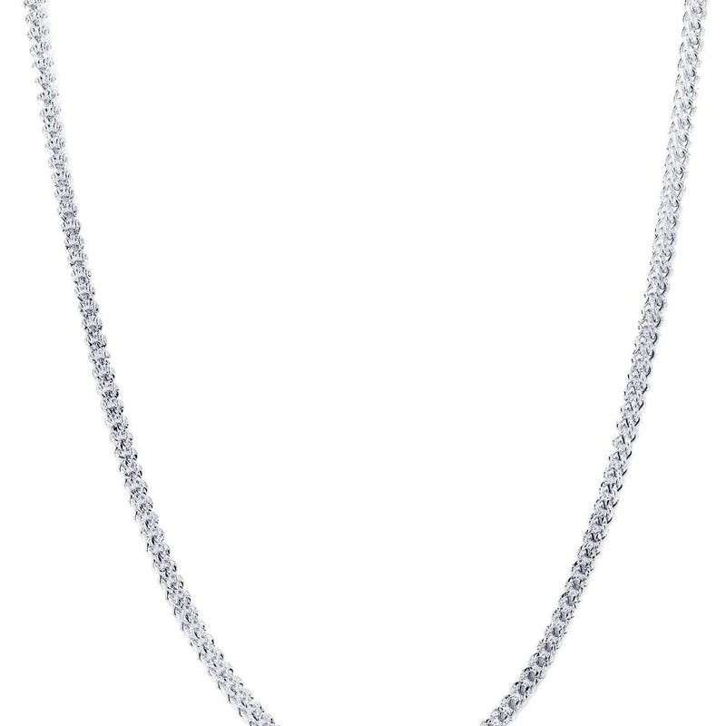 Semi Solid  Diamond Cut Franco Chain 14K White Gold
