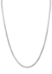 Semi Solid  Diamond Cut Franco Chain 14K White Gold