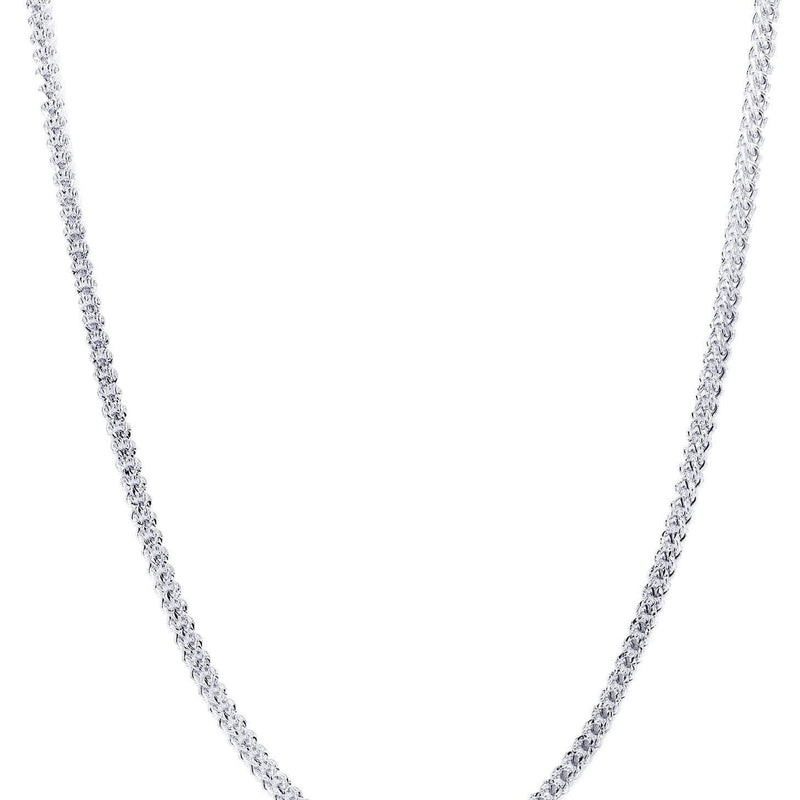 Gold Chain - Womens Semi Solid  Diamond Cut Franco Chain 10K White Gold
