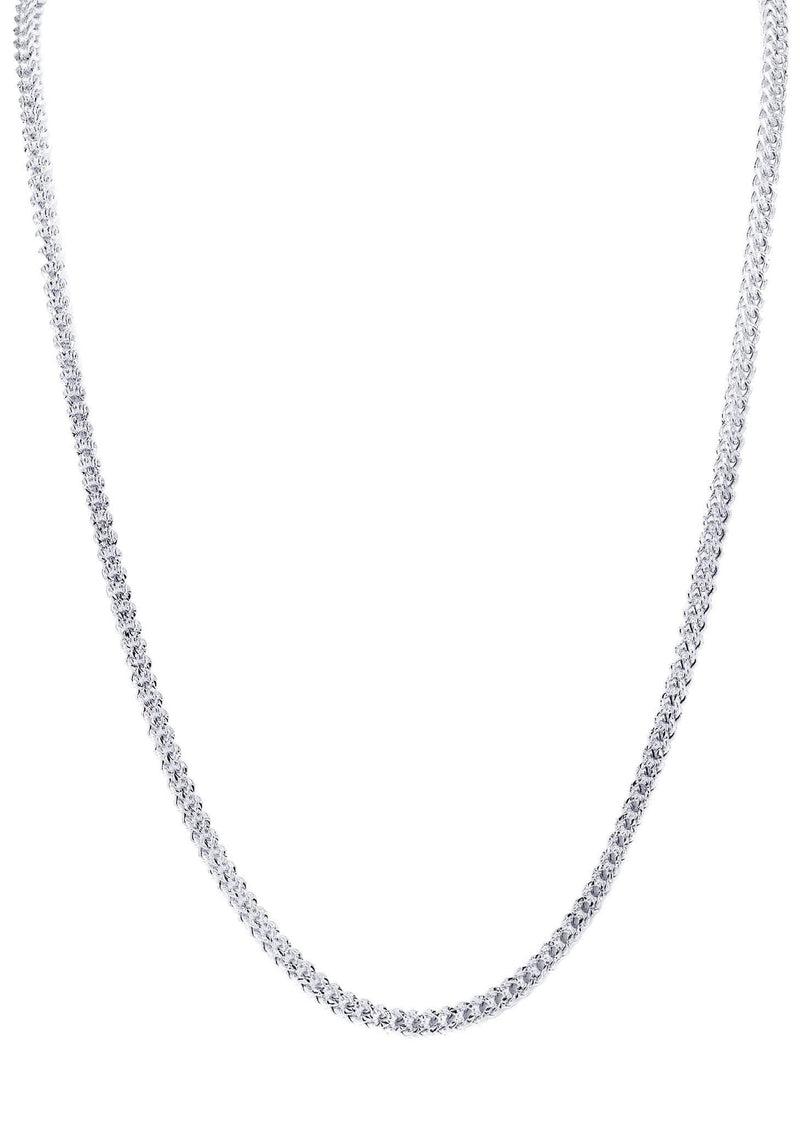 Mens Semi Solid  Diamond Cut Franco Chain 10K White Gold