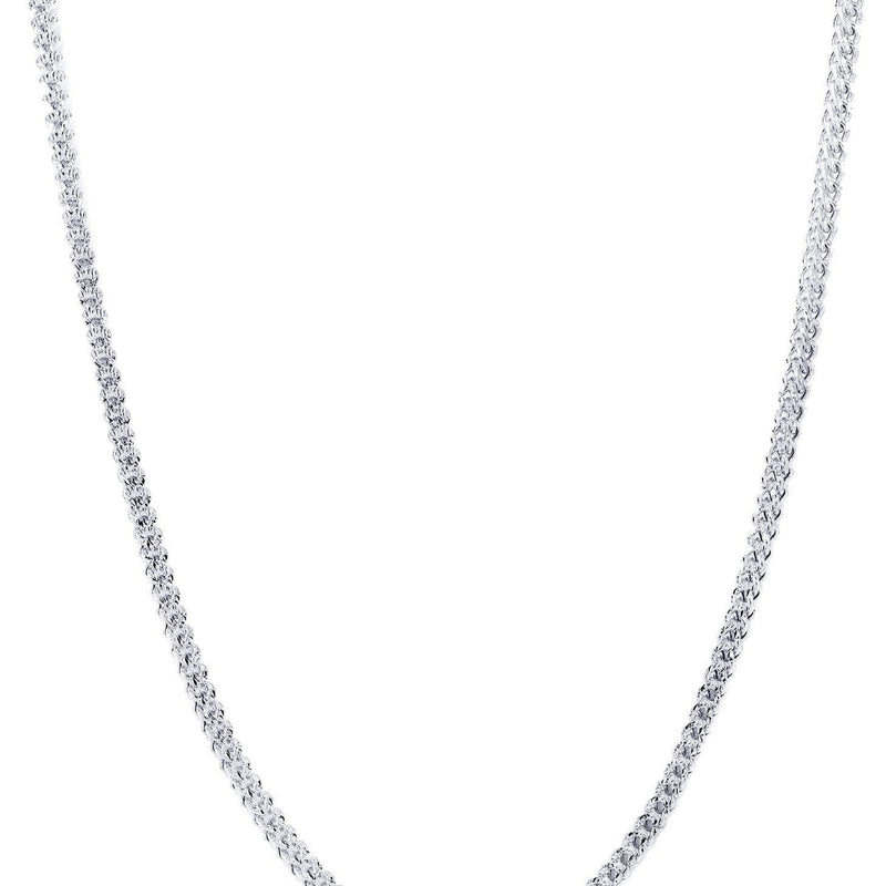 Gold Chain - Mens Semi Solid  Diamond Cut Franco Chain 10K/14 White Gold
