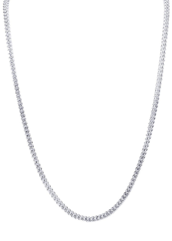 Gold Chain - Mens Semi Solid  Diamond Cut Franco Chain 10K/14 White Gold