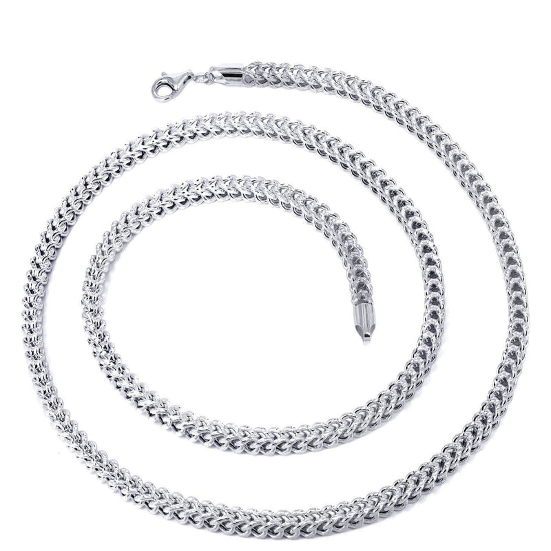 Semi Solid  Diamond Cut Franco Chain 14K White Gold