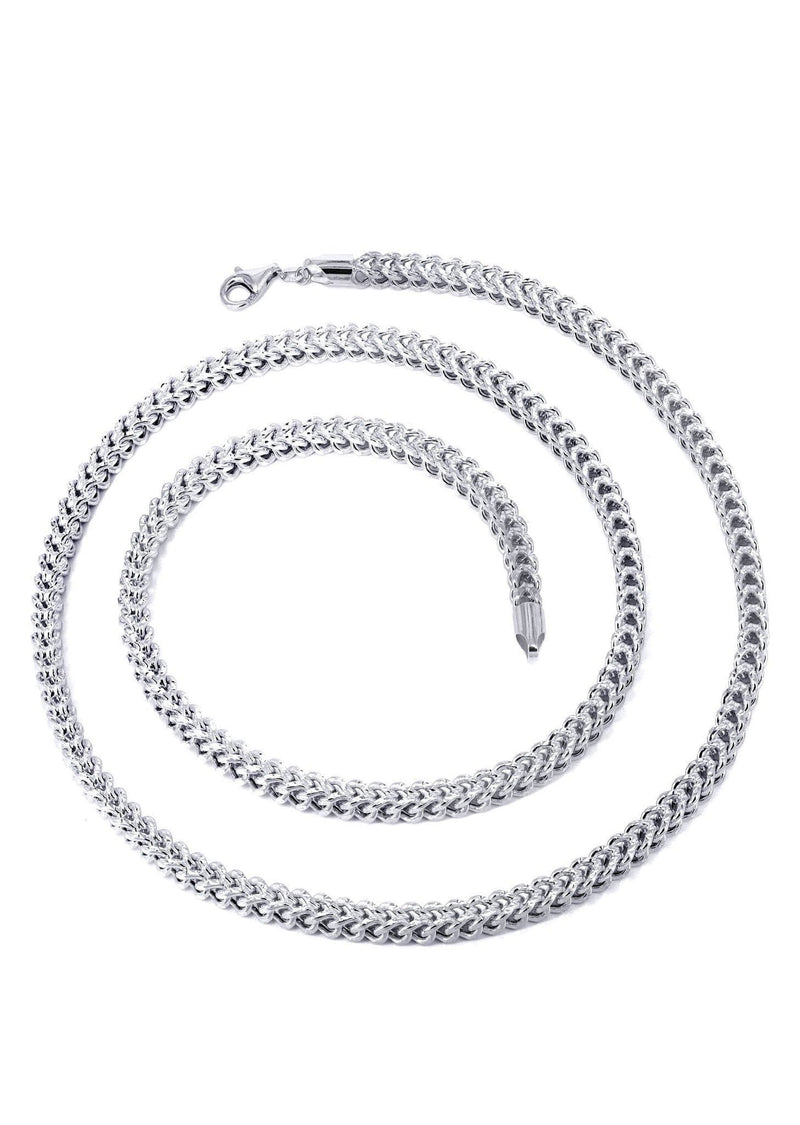 Semi Solid  Diamond Cut Franco Chain 14K White Gold