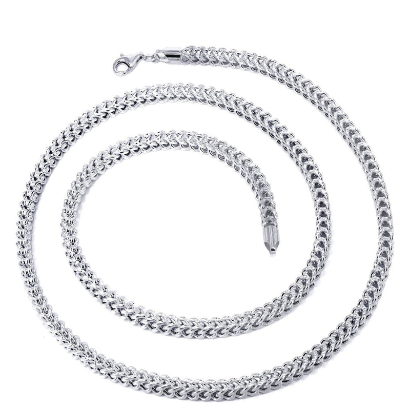 Gold Chain - Mens Semi Solid  Diamond Cut Franco Chain 10K/14 White Gold