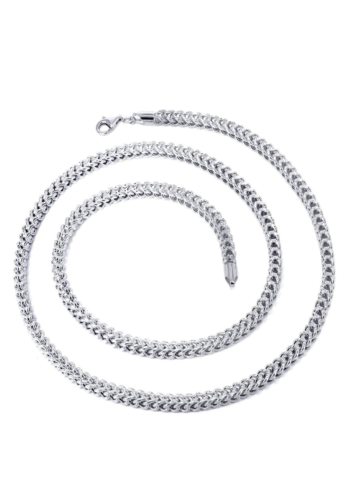 Gold Chain - Mens Semi Solid  Diamond Cut Franco Chain 10K/14 White Gold
