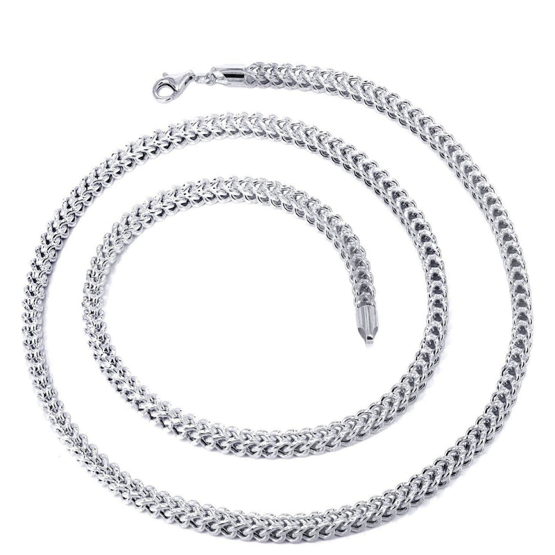 Gold Chain - Womens Semi Solid  Diamond Cut Franco Chain 10K White Gold