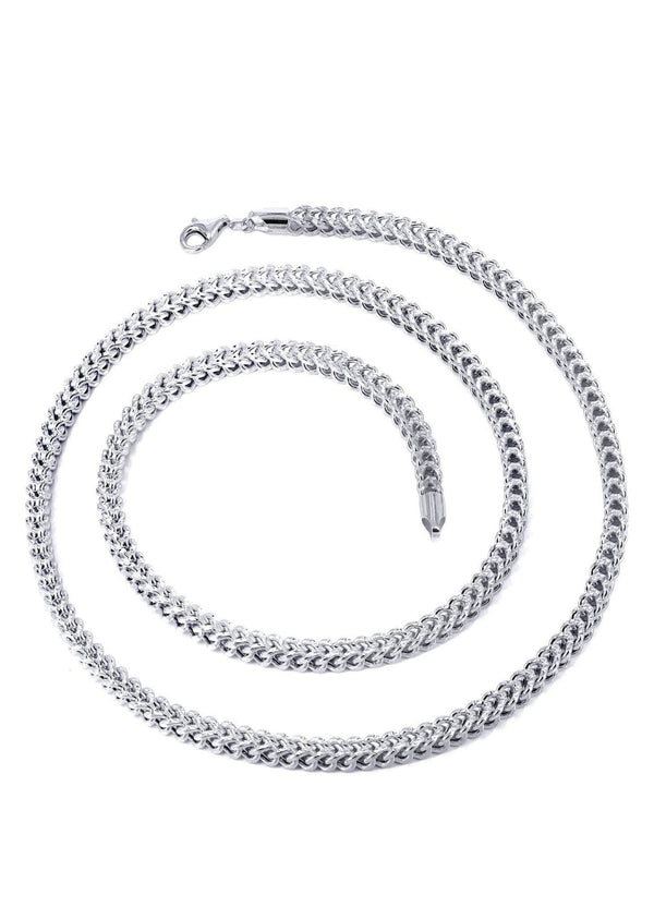 Gold Chain - Womens Semi Solid  Diamond Cut Franco Chain 10K White Gold