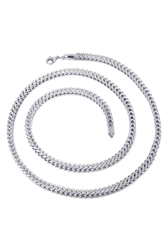 Gold Chain - Womens Semi Solid  Diamond Cut Franco Chain 10K White Gold