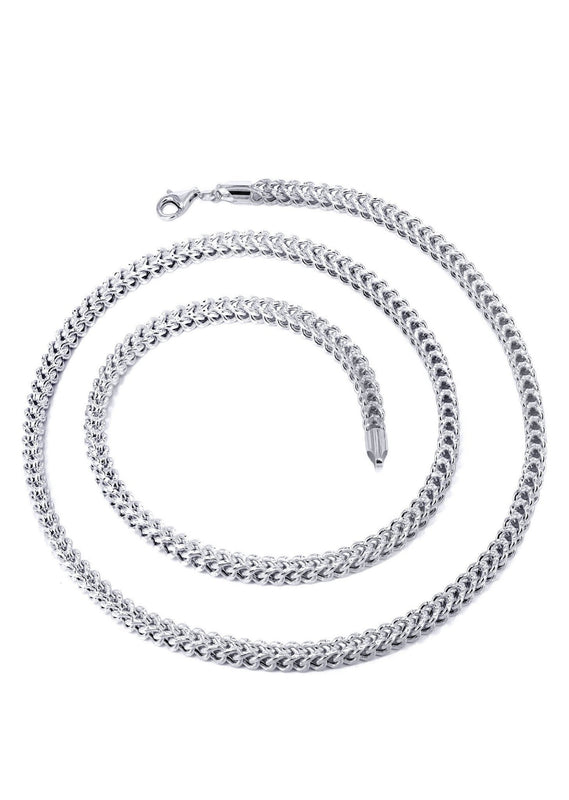 Womens 14K White Gold Chain - Semi Solid  Diamond Cut Franco Chain