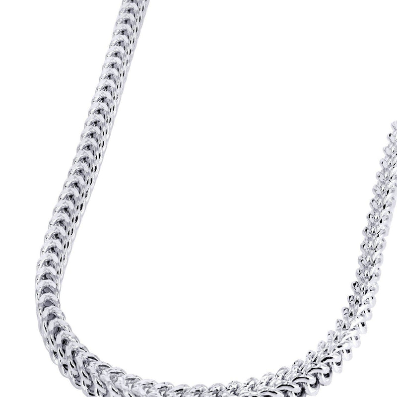 Semi Solid  Diamond Cut Franco Chain 14K White Gold