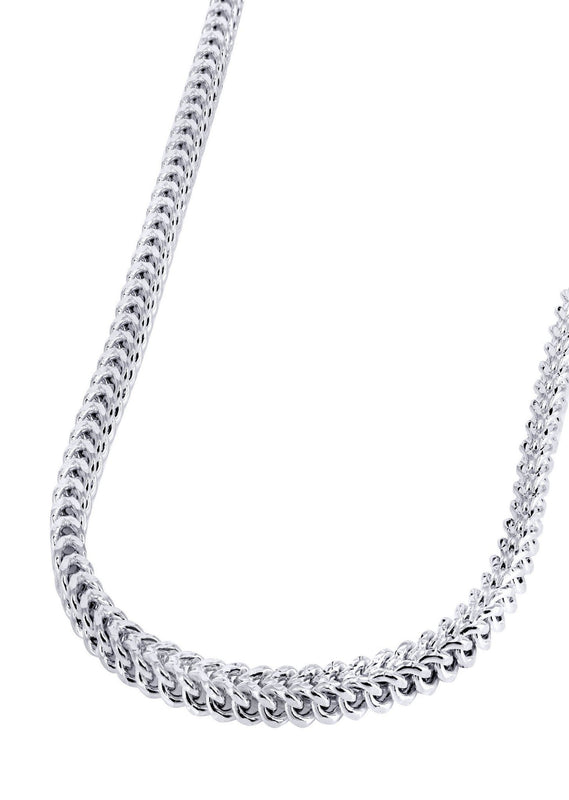 Womens 14K White Gold Chain - Semi Solid  Diamond Cut Franco Chain