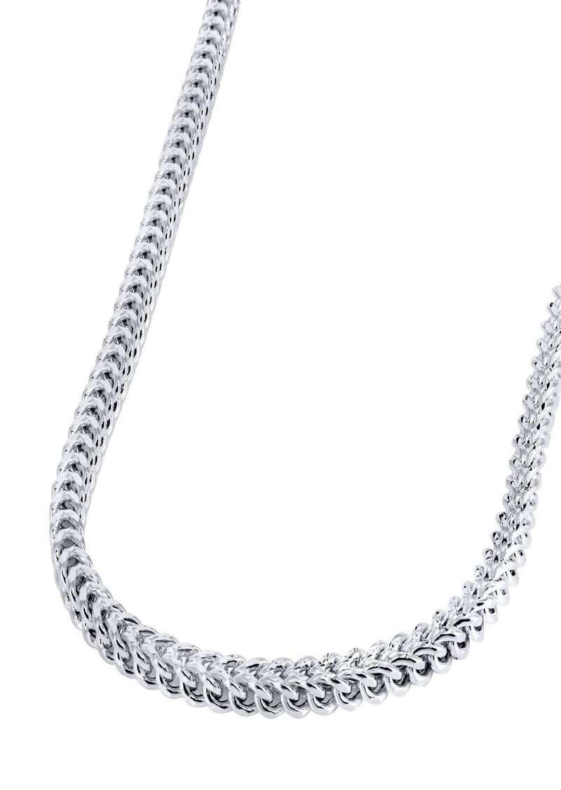 Mens Semi Solid  Diamond Cut Franco Chain 10K White Gold