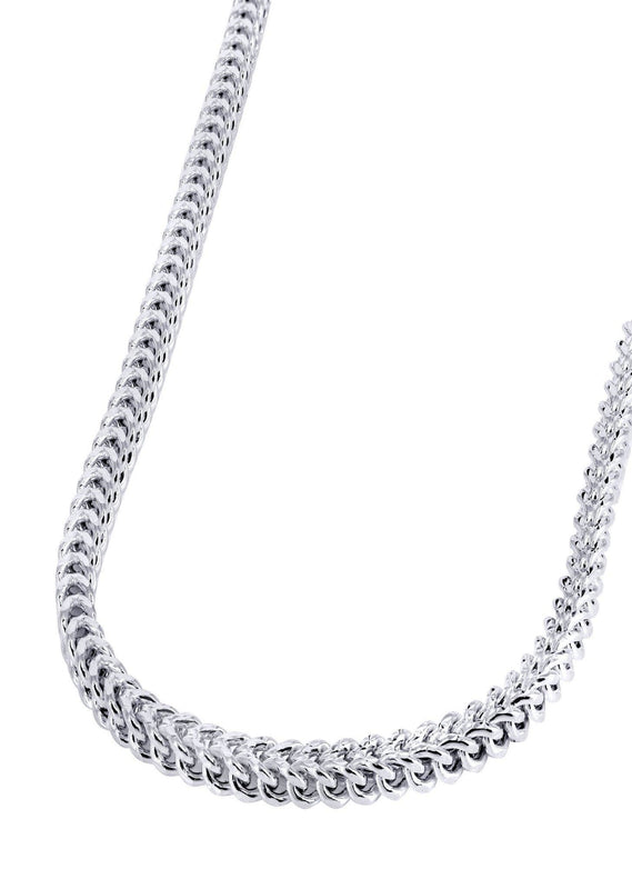 Gold Chain - Womens Semi Solid  Diamond Cut Franco Chain 10K White Gold