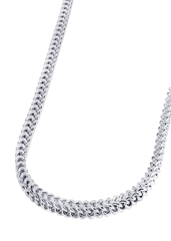 Semi Solid  Diamond Cut Franco Chain 14K White Gold