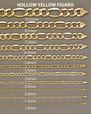 Gold Chain - Womens Semi Solid  Figaro Chain 10K Gold