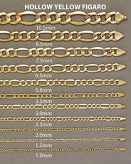 Semi Solid  Womens Figaro Bracelet 10K Yellow Gold
