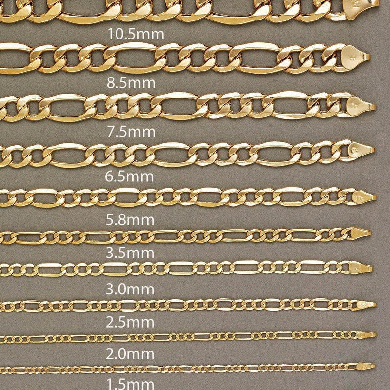 Diamond Cut Semi Solid  Mens Figaro Bracelet 10K/14K Yellow Gold