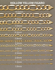 Semi Solid  Womens Figaro Bracelet 10K/14K Yellow Gold