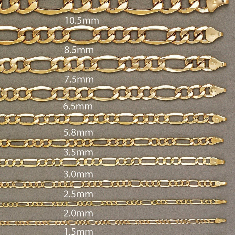 Gold Chain - Womens Semi Solid  Figaro Chain 10K/14K Gold