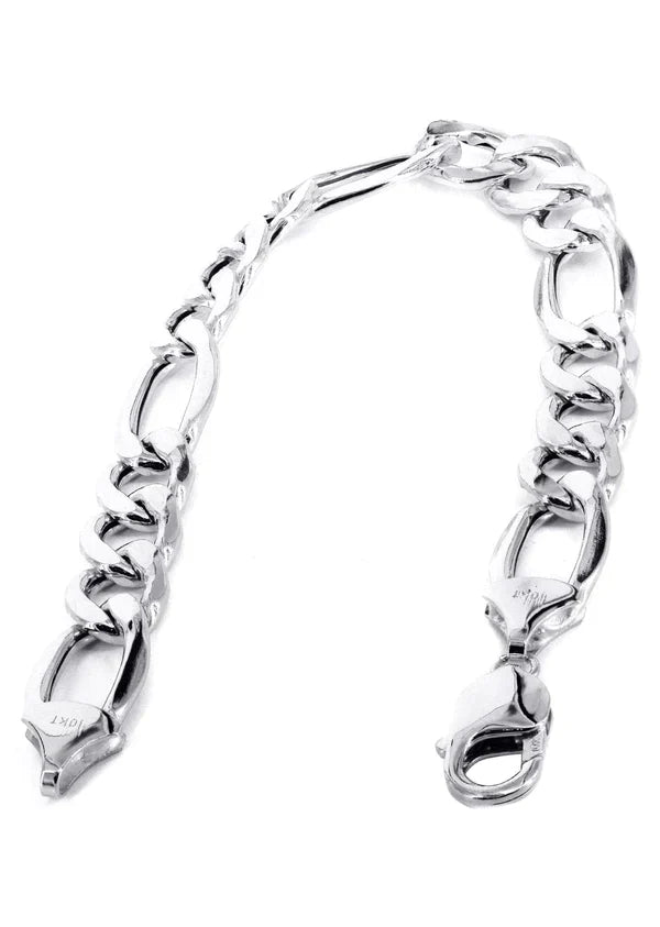 Hollow Figaro Bracelet  10K/14K - White Gold