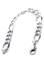 Semi Solid  Womens Figaro Bracelet 10K White Gold